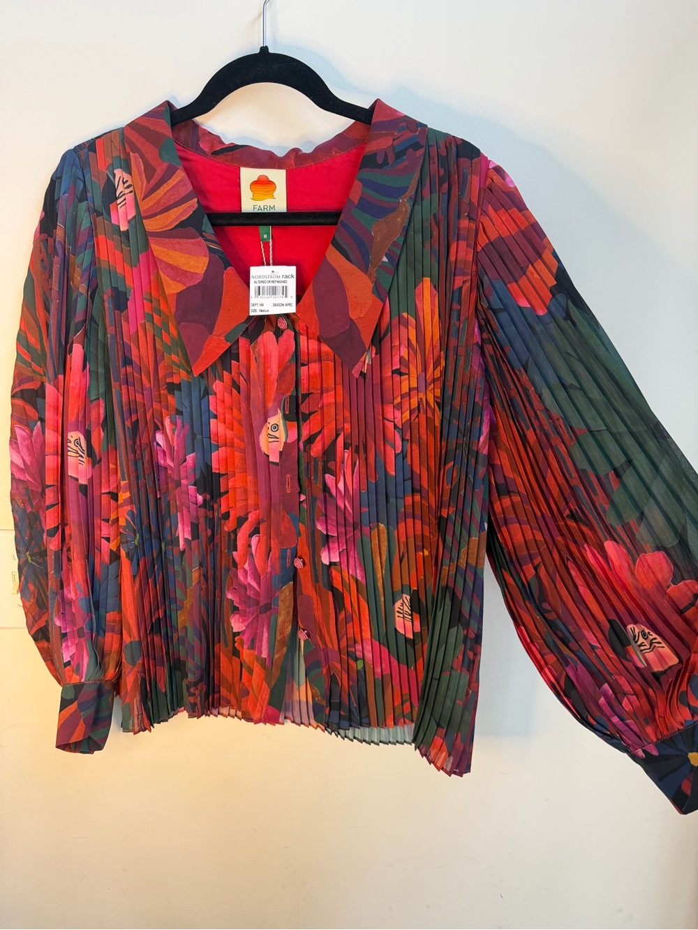 FARM Rio Multicolor Pleated Floral Blazer Jacket